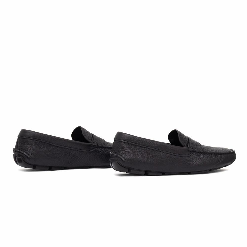 950$ PRADA Men’s Black Daino Leather Slip On Driving Penny Loafer Shoes US10.5 - Picture 7 of 16